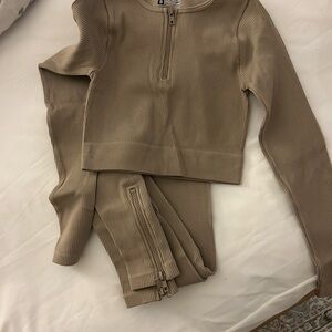 PrettyLittleThing Beige Ribbed Set